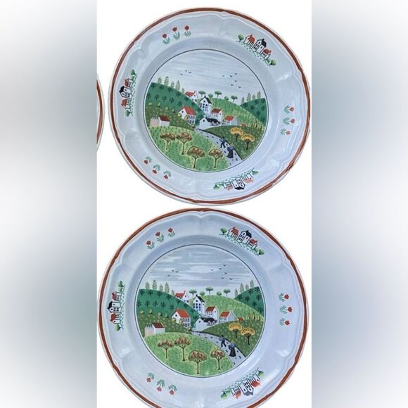Newcor County Village Japan 7 1/2 In Salad Dessert Plates Set of 2 Stoneware - Picture 11 of 16